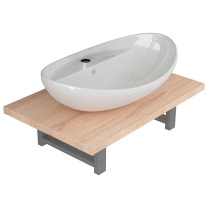 Two Bathroom Furniture Set Ceramic Brown