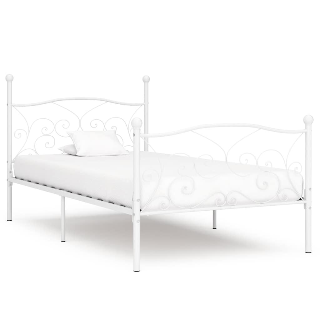 Bed Frame without Mattress with Slatted Base Metal White 100 x 200 cm