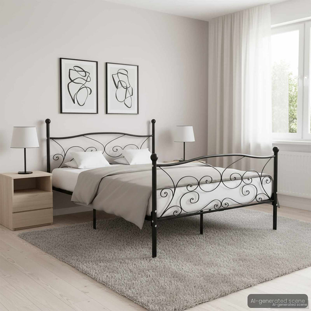 vidaXL Bed Frame without Mattress with Slatted Base Metal