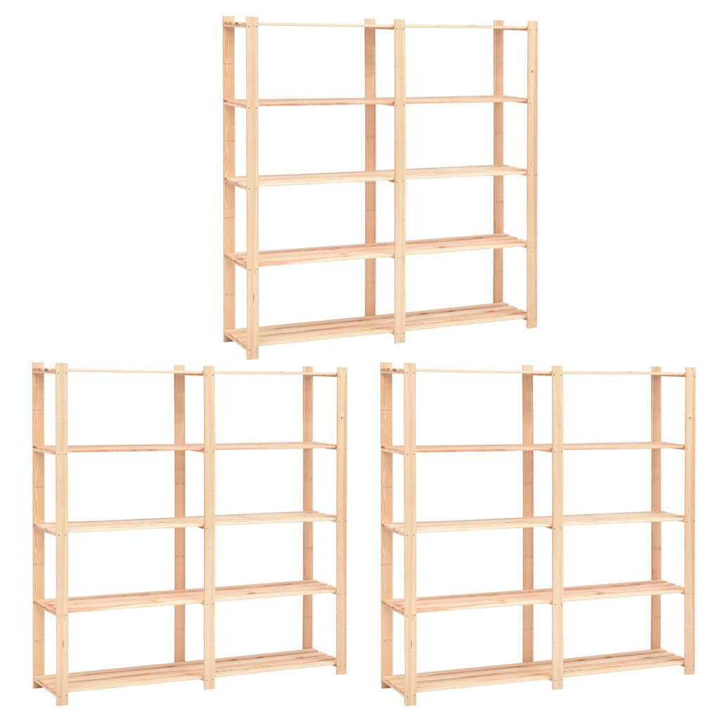vidaXL 5-Tier Storage Racks 170x38x170 cm Solid Pinewood 500 kg