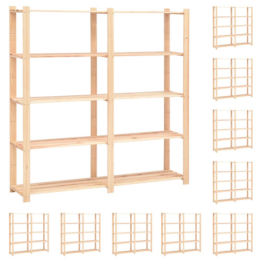 vidaXL 5-Tier Storage Racks 10 pcs 170x38x170 cm Solid Pinewood 500 kg 1