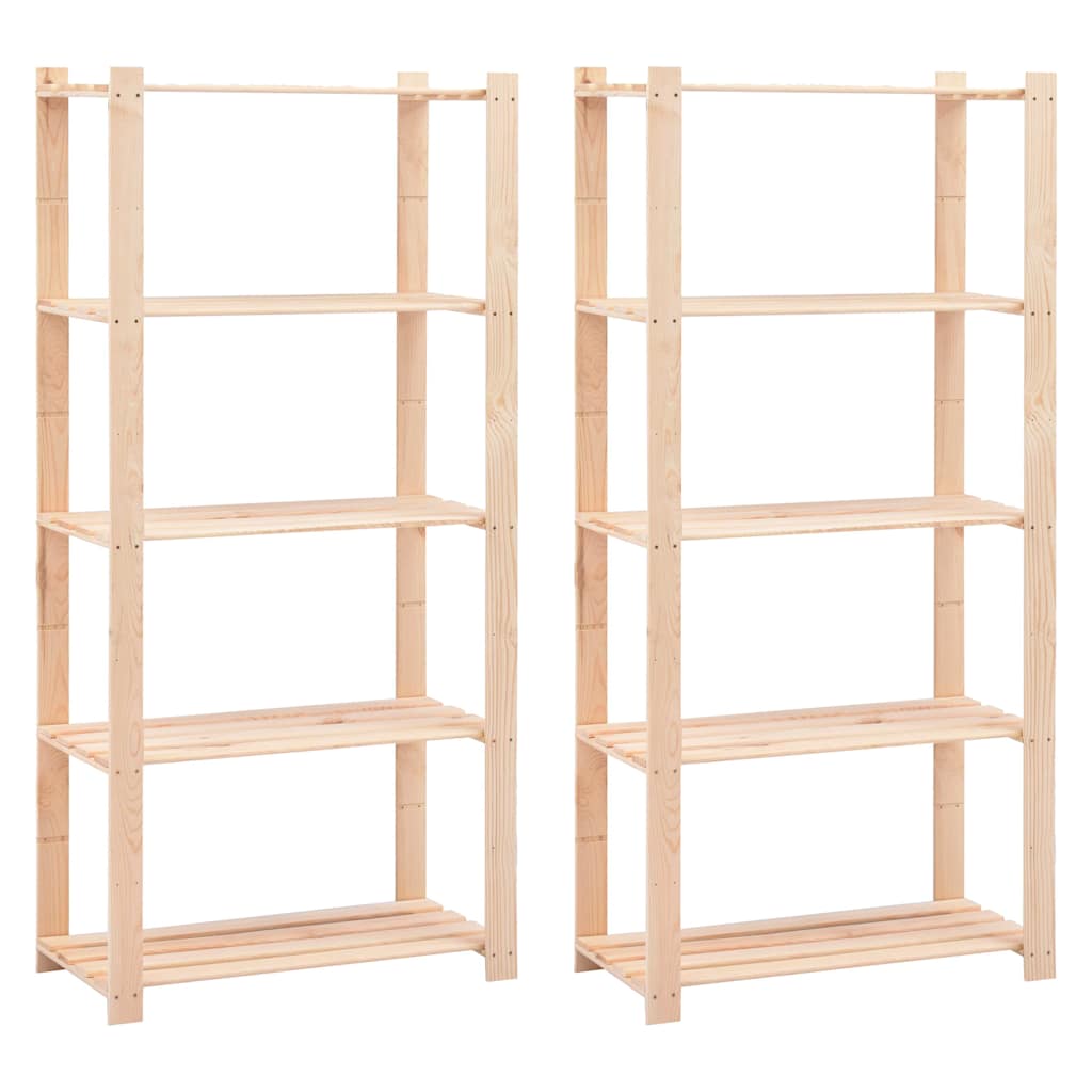 5-Tier Storage Racks 80x38x170 cm Solid Pinewood 250 kg 2
