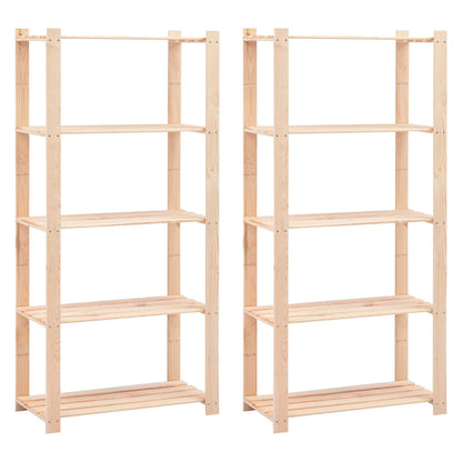 5-Tier Storage Racks 80x38x170 cm Solid Pinewood 250 kg 2