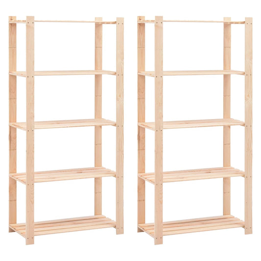 5-Tier Storage Racks 80x38x170 cm Solid Pinewood 250 kg 2