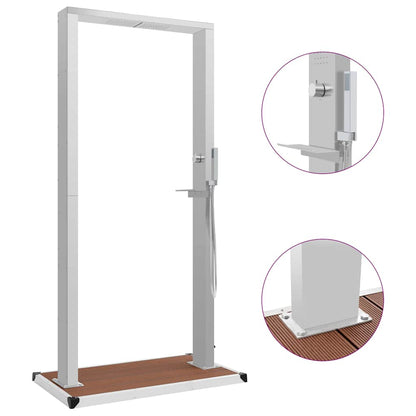 vidaXL Outdoor Shower with Tray WPC Stainless Steel 1