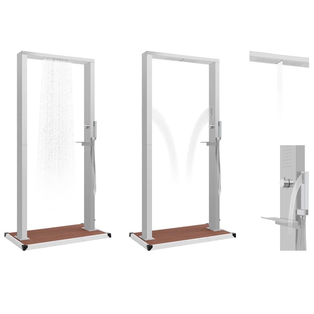 vidaXL Outdoor Shower with Tray WPC Stainless Steel 3