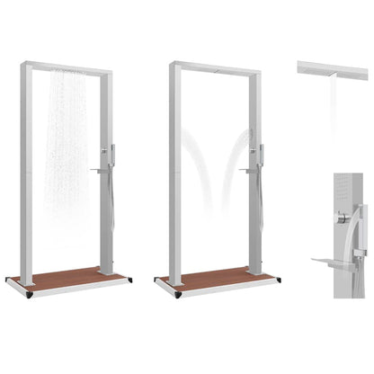 vidaXL Outdoor Shower with Tray WPC Stainless Steel 3