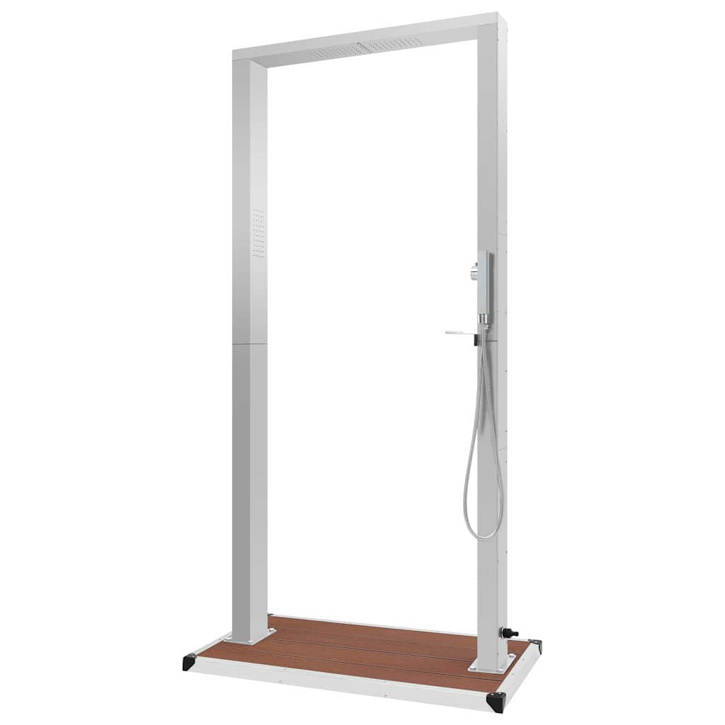 vidaXL Outdoor Shower with Tray WPC Stainless Steel 4
