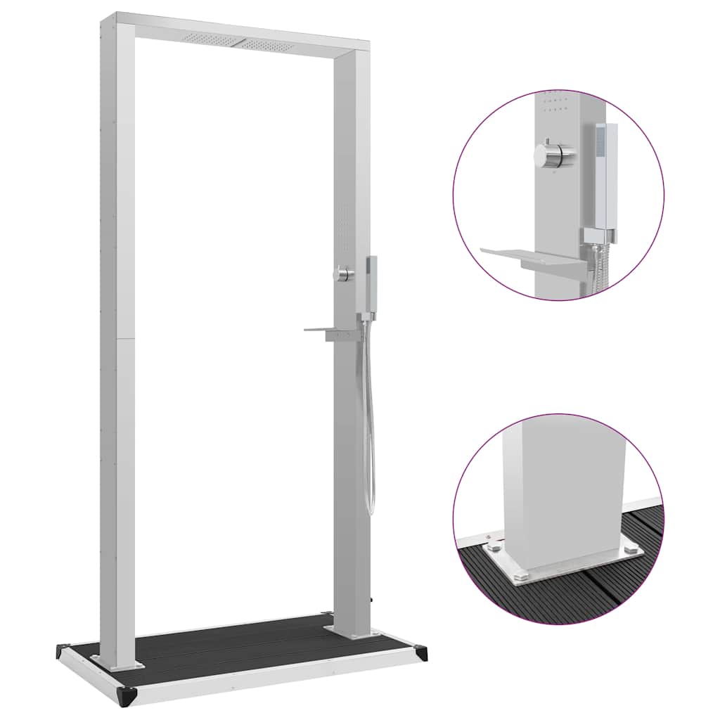 vidaXL Outdoor Shower with Tray WPC Stainless Steel 1