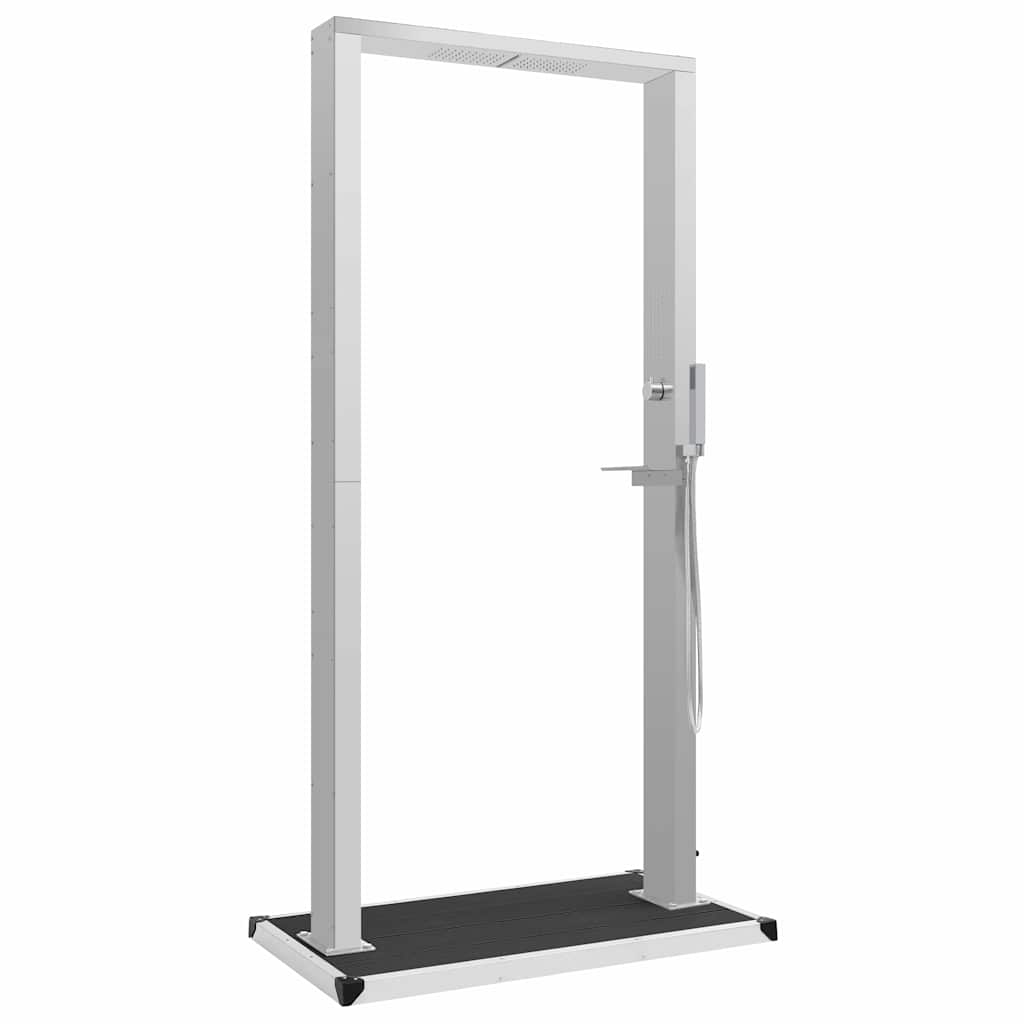 vidaXL Outdoor Shower with Tray WPC Stainless Steel 2