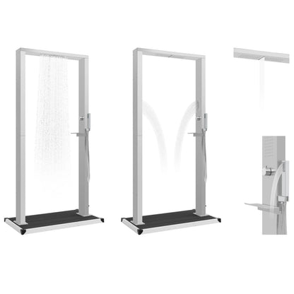 vidaXL Outdoor Shower with Tray WPC Stainless Steel 3
