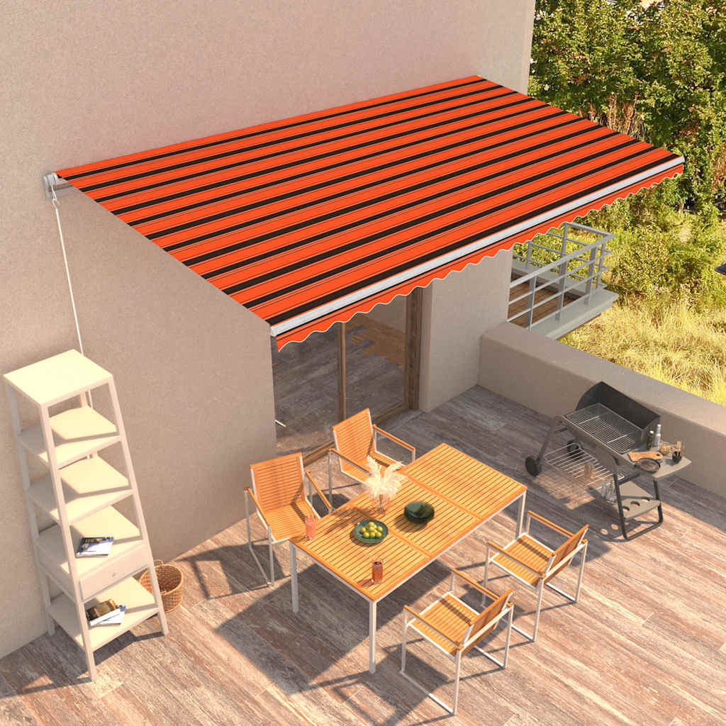 vidaXL Manual Retractable Awning 600x300 cm Orange and Brown 1