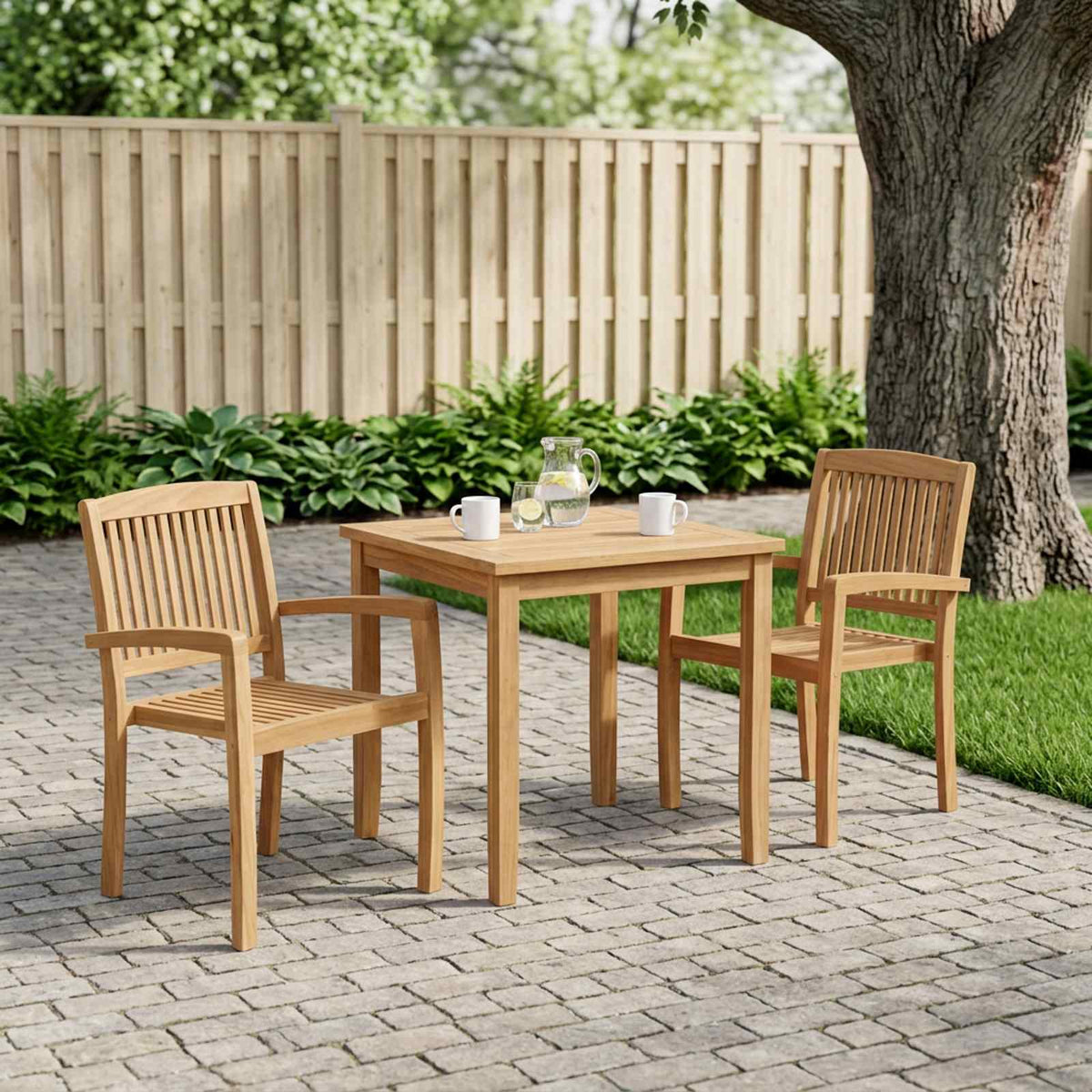 vidaXL Stacking Garden Chairs Solid Teak Wood