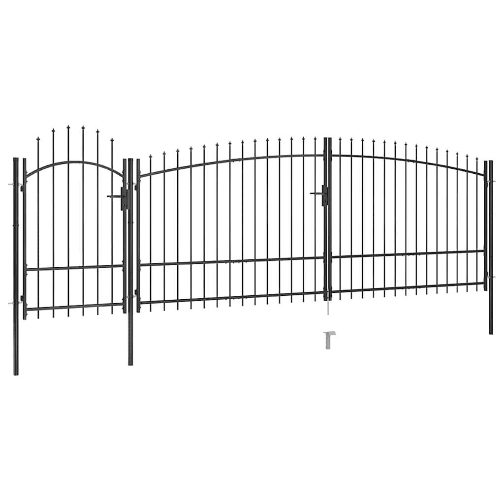 146325 vidaXL Garden Fence Gate "Woerden" with Spear Top 5x1,75 m Black 1