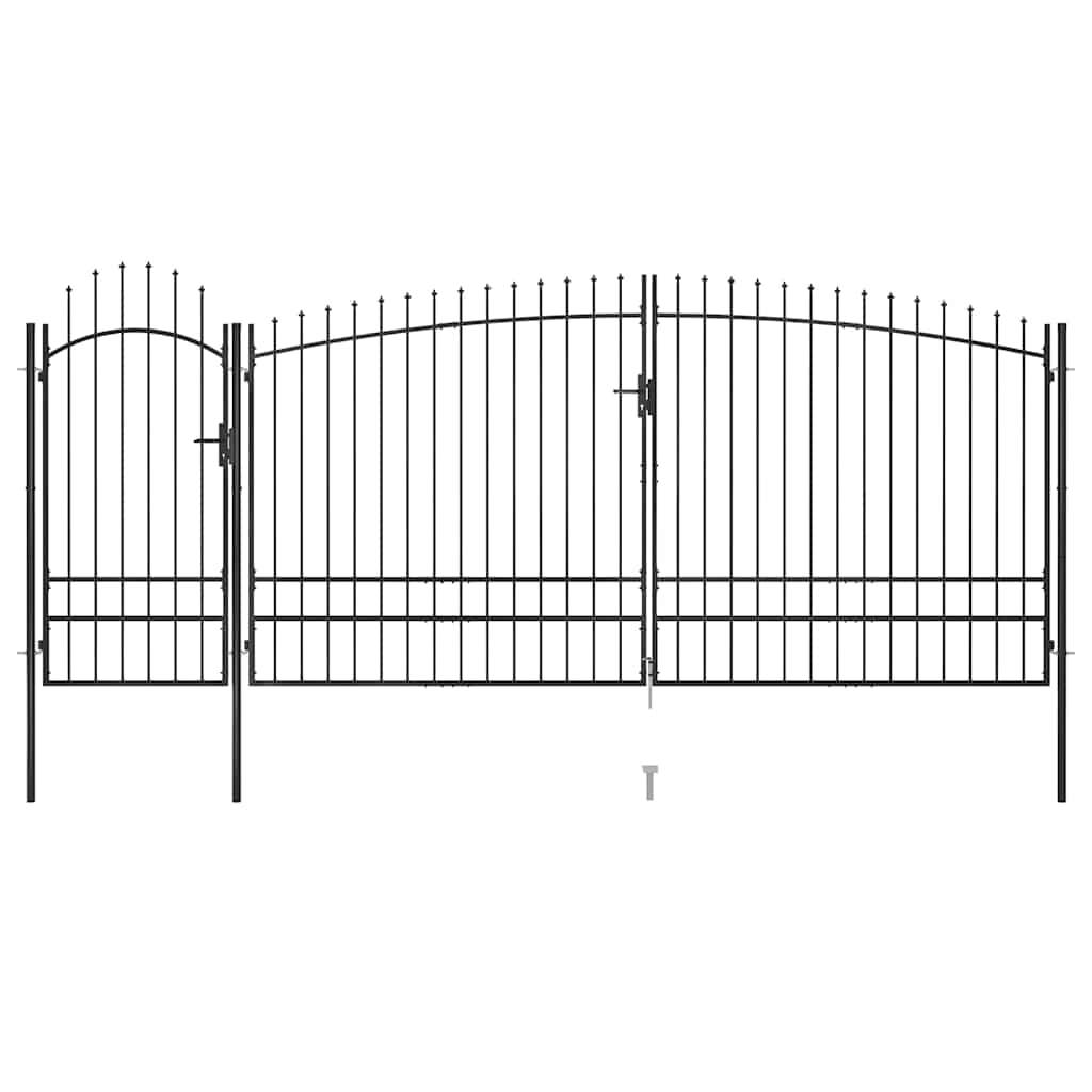 vidaXL Garden Fence Gate Woerden with Spear Top 5x1.95 m Black 2
