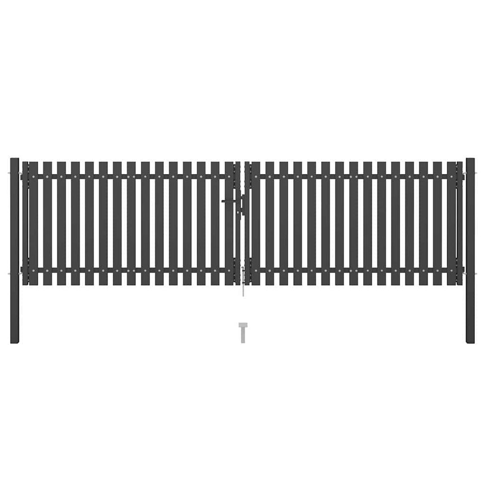 146333 vidaXL Garden Fence Gate Steel 400x75 cm Anthracite