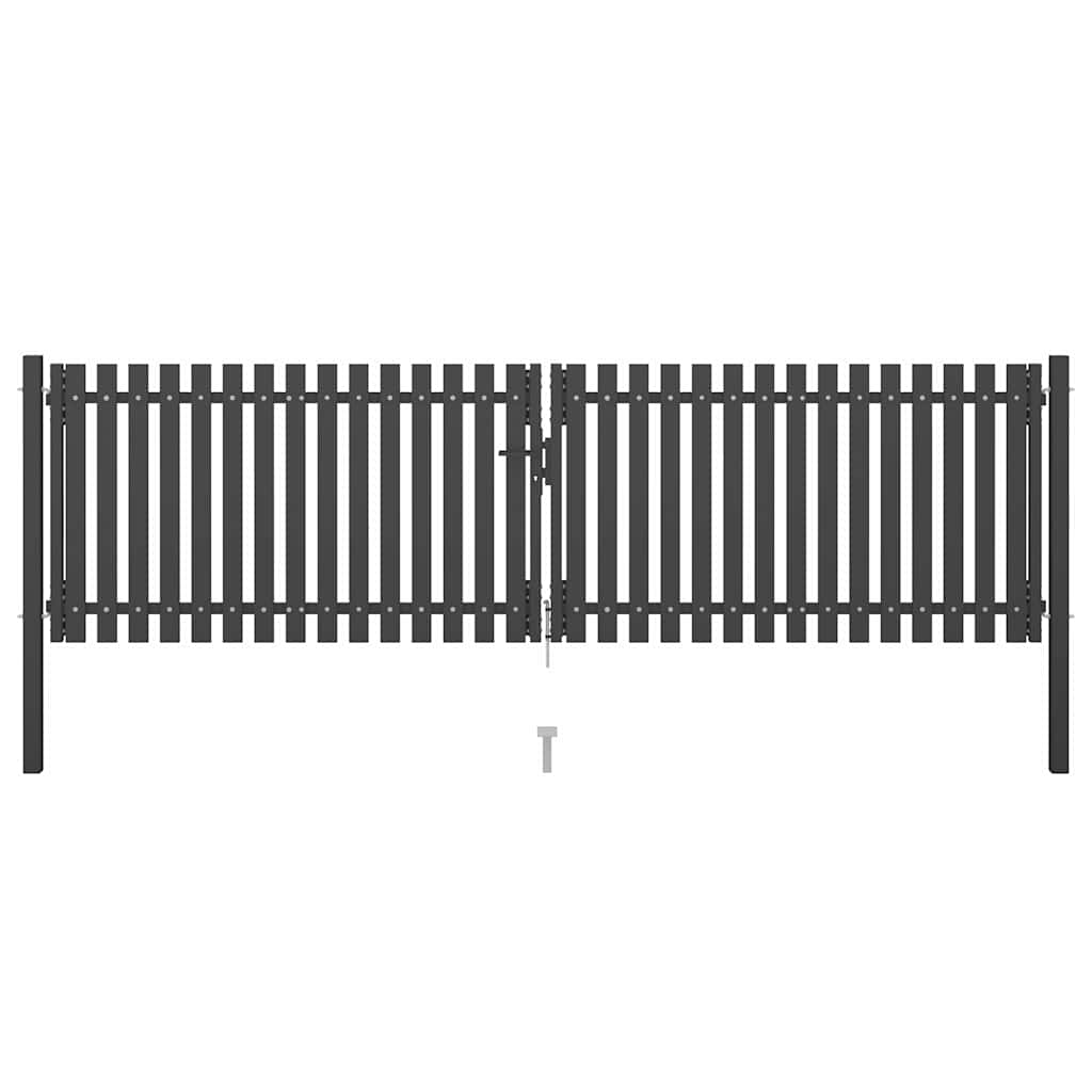 146333 vidaXL Garden Fence Gate Steel 400x75 cm Anthracite 1