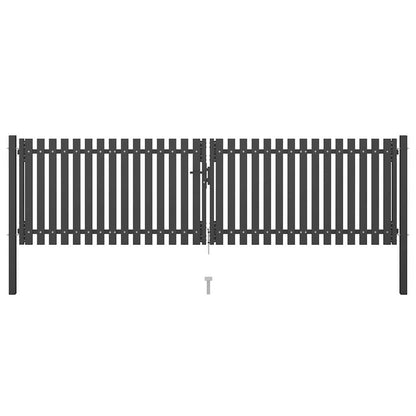 146333 vidaXL Garden Fence Gate Steel 400x75 cm Anthracite 1
