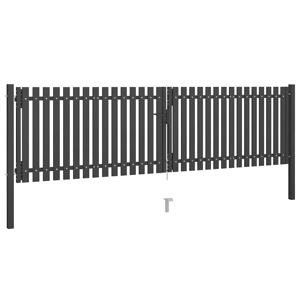 146333 vidaXL Garden Fence Gate Steel 400x75 cm Anthracite 2