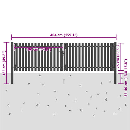 Garden Fence Gate Steel Anthracite 400 cm 75 cm