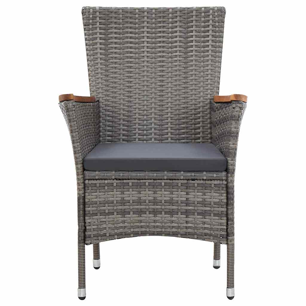 46084 vidaXL 7 Piece Garden Dining Set with Cushions Poly Rattan Grey 5