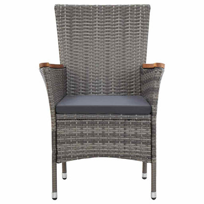 46084 vidaXL 7 Piece Garden Dining Set with Cushions Poly Rattan Grey 5