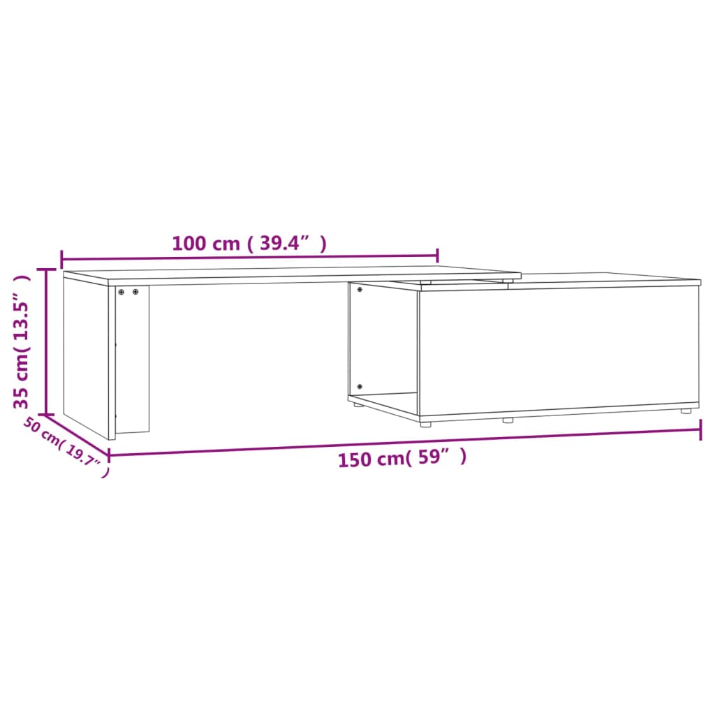 vidaXL Coffee Table Sonoma Oak 150x50x35 cm Engineered Wood