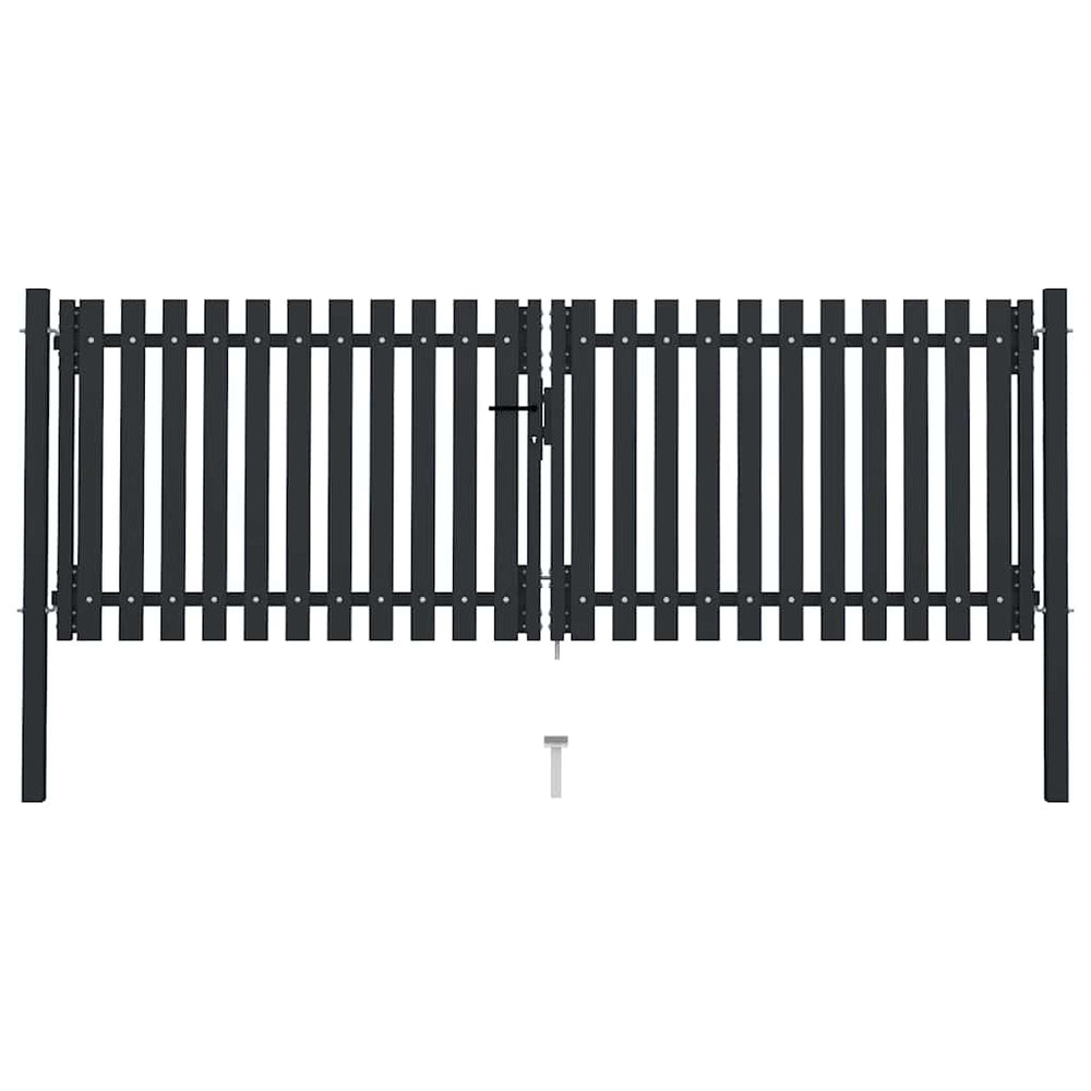 vidaXL Double Door Fence Gate Steel Anthracite