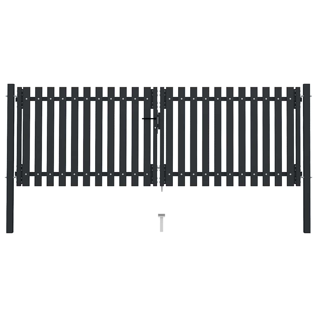 Double Door Fence Gate Steel Anthracite 300 x 125 cm