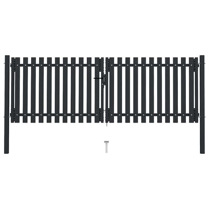 Double Door Fence Gate Steel Anthracite 300 x 125 cm