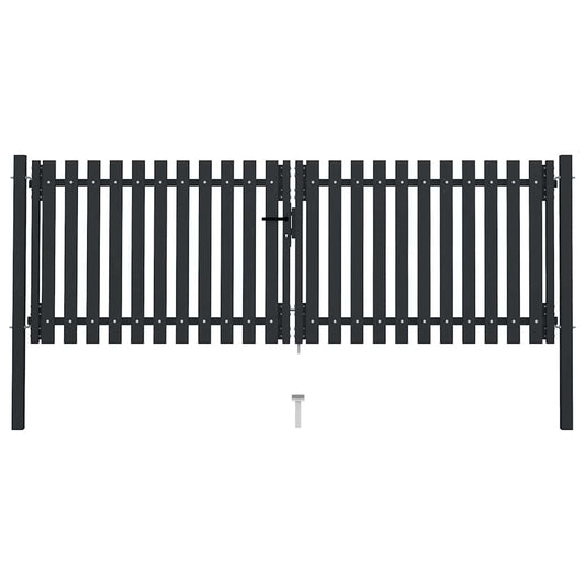 Double Door Fence Gate Steel Anthracite 300 x 125 cm