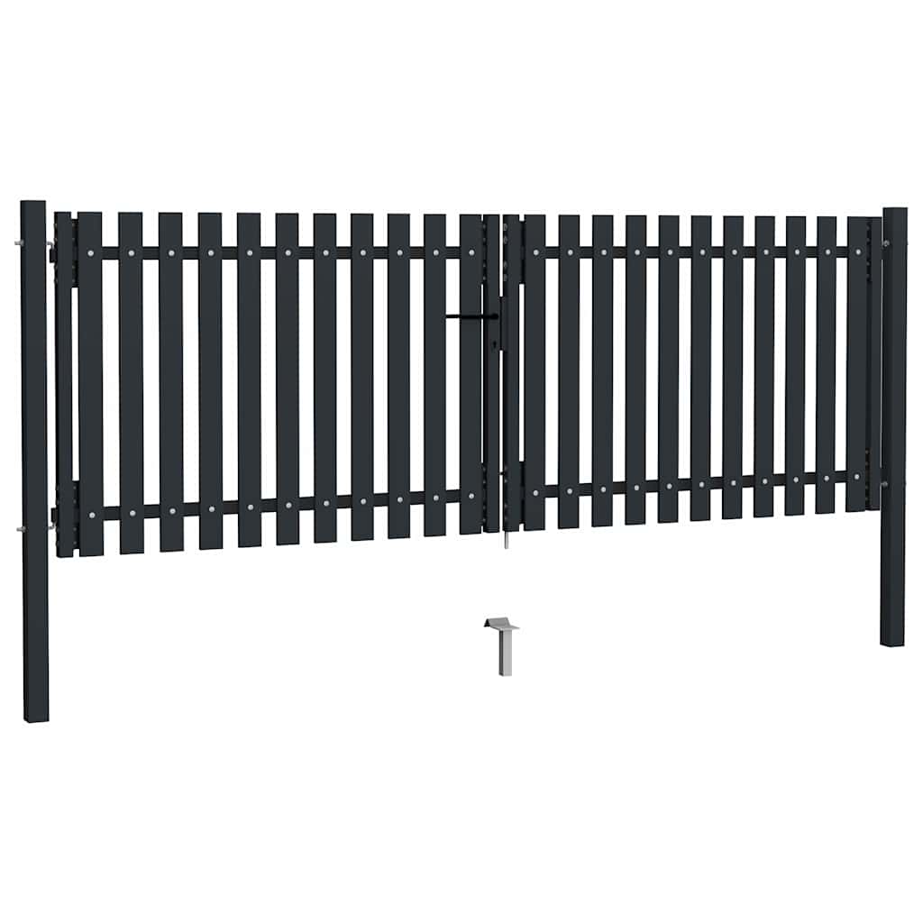 Double Door Fence Gate Steel Anthracite 300 x 125 cm
