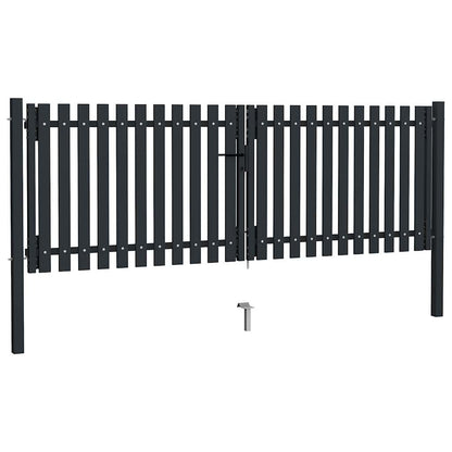 Double Door Fence Gate Steel Anthracite 300 x 125 cm