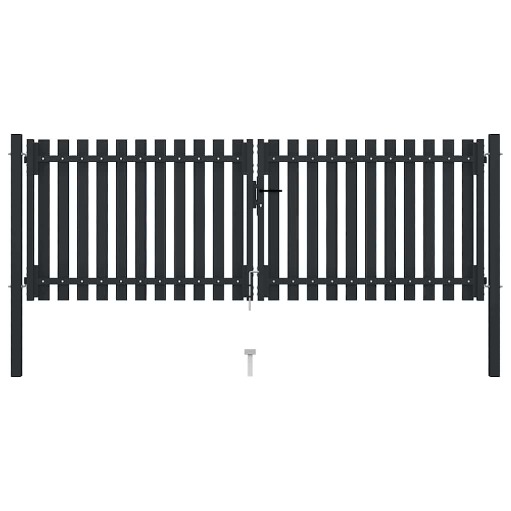 Double Door Fence Gate Steel Anthracite 300 x 125 cm