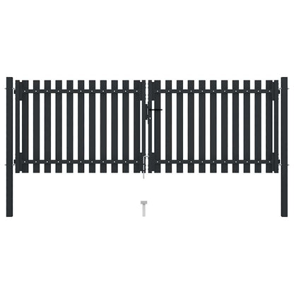 Double Door Fence Gate Steel Anthracite 300 x 125 cm