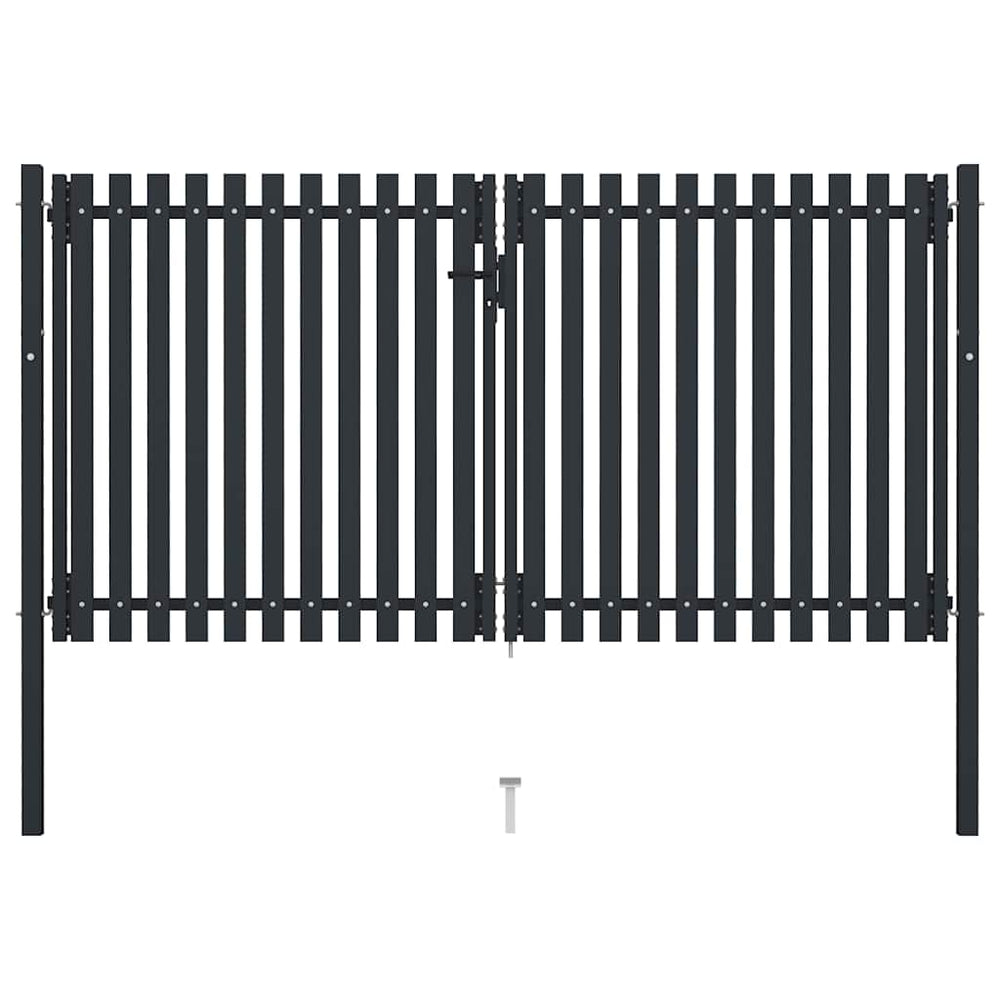 vidaXL Double Door Fence Gate Steel 300x150 cm Anthracite