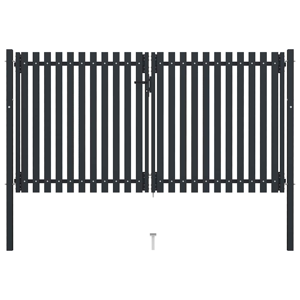 vidaXL Double Door Fence Gate Steel 300x150 cm Anthracite 1