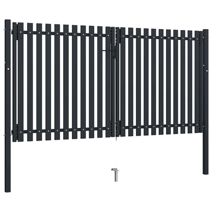 vidaXL Double Door Fence Gate Steel 300x150 cm Anthracite 2