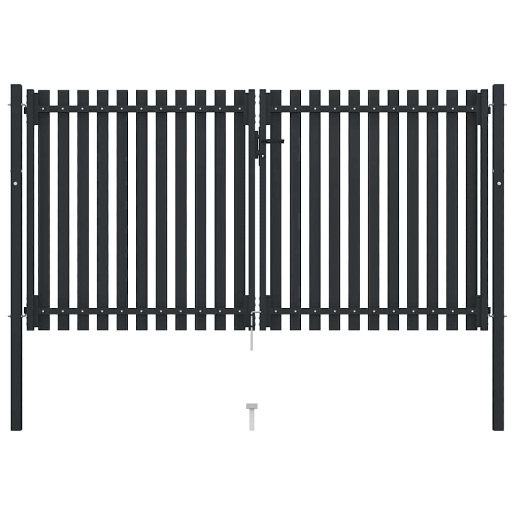vidaXL Double Door Fence Gate Steel 300x150 cm Anthracite 3