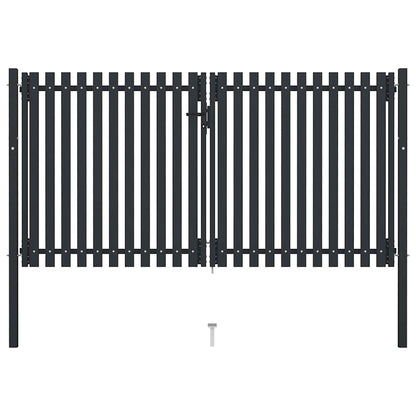 vidaXL Double Door Fence Gate Steel 300x175 cm Anthracite 1