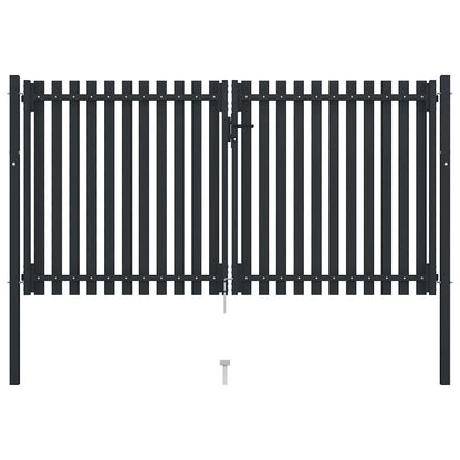 vidaXL Double Door Fence Gate Steel 300x175 cm Anthracite 3
