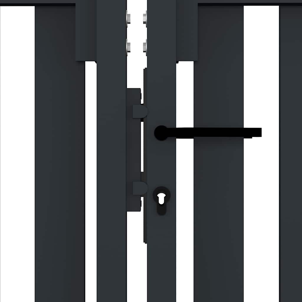 vidaXL Double Door Fence Gate Steel 300x175 cm Anthracite 4