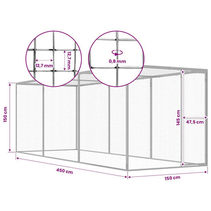 vidaXL Cat Cage 4.5x1.5x1.5 m Galvanised Steel 5