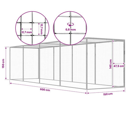 vidaXL Cat Cage 6x1.5x1.5 m Galvanised Steel 5