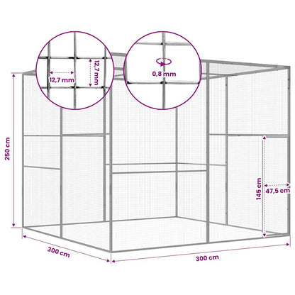 vidaXL Cat Cage 3x3x2.5 m Galvanised Steel 5