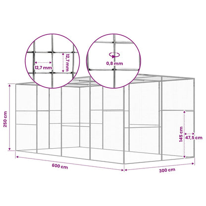 vidaXL Cat Cage 6x3x2.5 m Galvanised Steel 5