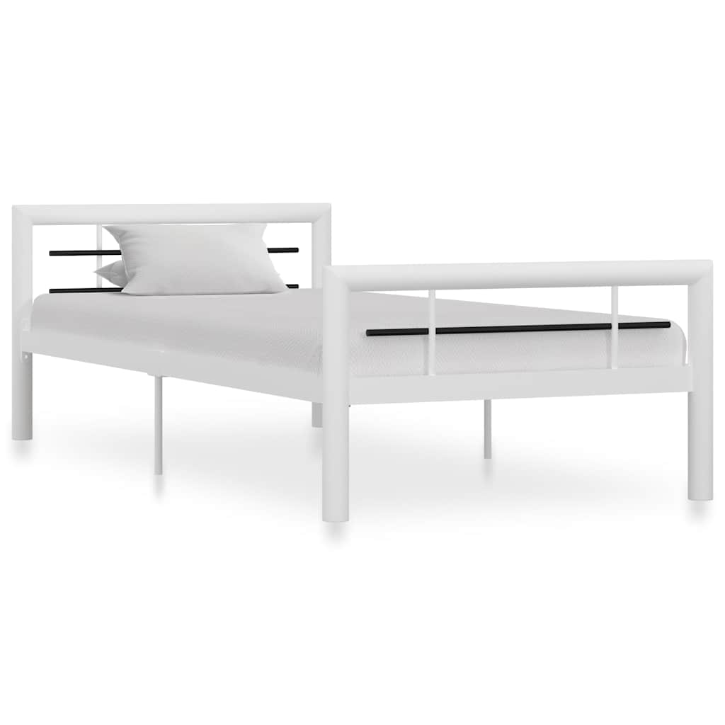 Bed Frame without Mattress Metal White and black 100 x 200 cm