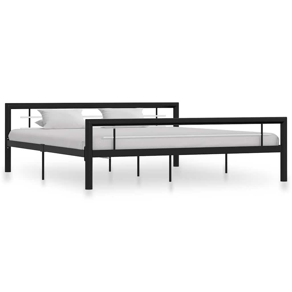 Bed Frame without Mattress Metal Black and white 180 x 200 cm