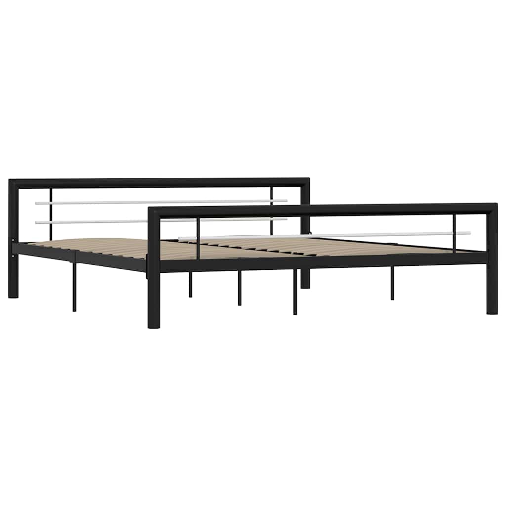Bed Frame without Mattress Metal Black and white 180 x 200 cm