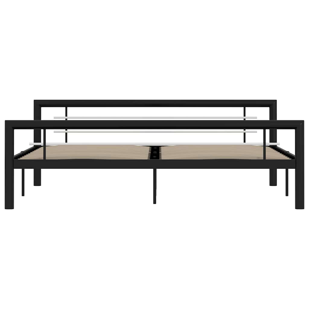 Bed Frame without Mattress Metal Black and white 180 x 200 cm